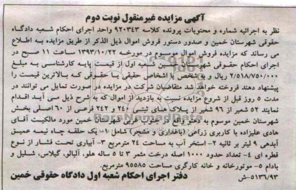 مزایده,فروش پلاکهای ثبتی