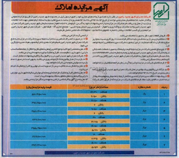 مزایده,واگذاری تعدادی واحدهای تجاری