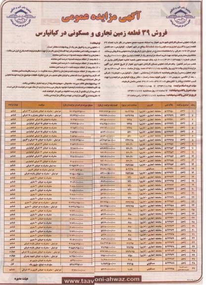 مزایده,فروش 39 قطعه زمین