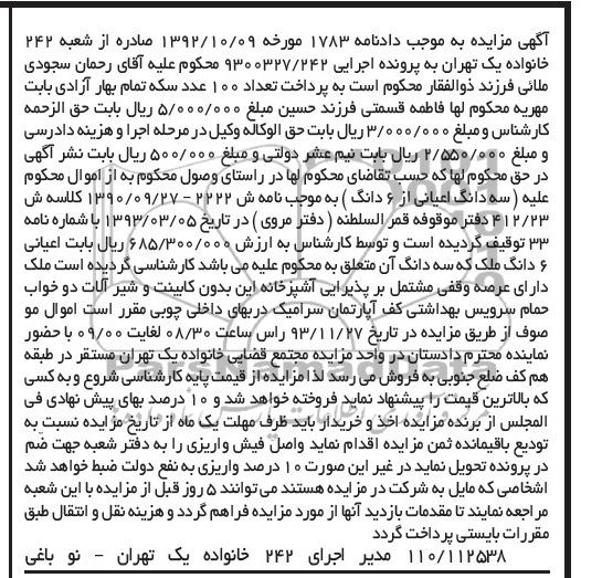 مزایده, فروش ملک