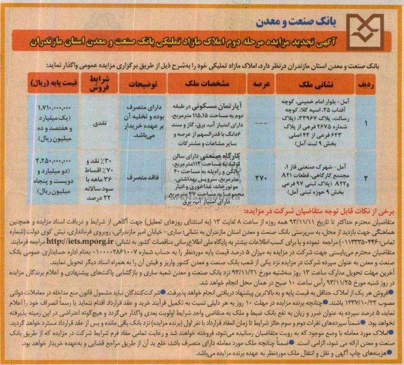 مزایده,واگذاری املاک
