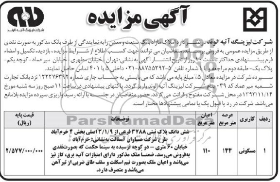 مزایده, فروش املاک