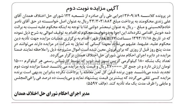 مزایده , مزایده یک بشکه 180 کیلوگرمی گریس نسوز ضد ذوب