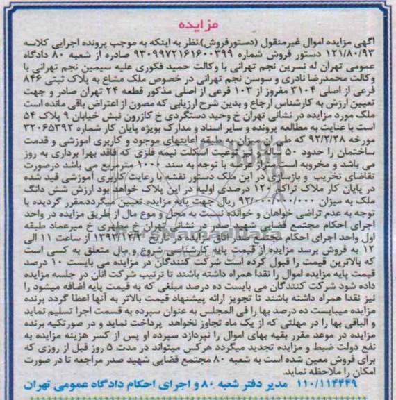 مزایده, فروش ملک مشاع