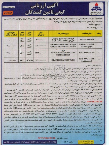 خرید ، نصب ، راه اندازی و آموزش کاربردی SI O2 ANALYZERمناقصه , متاقصه 