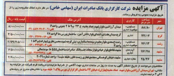 مزایده,فروش املاک