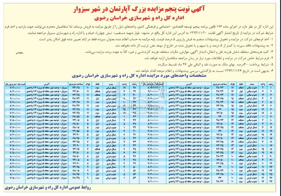 مزایده,فروش اپارتمان