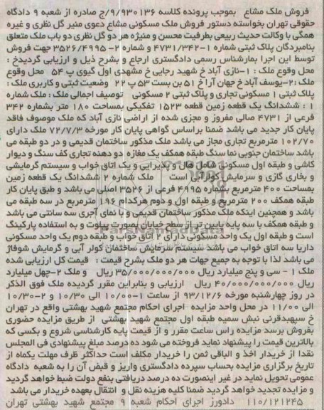 مزایده, فروش ملک