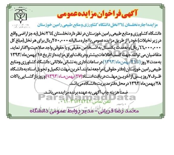 اجاره نخلستان 264 نخل