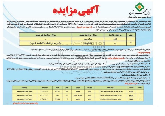 مزایده,فروش تعدادی املاک