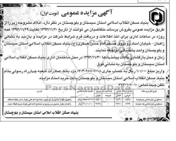 مزایده,فروش املاک