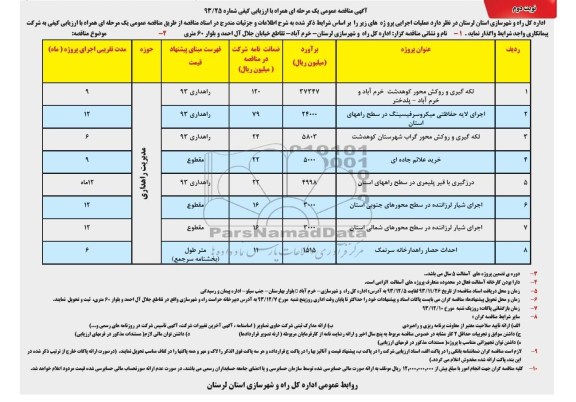 آگهی مناقصه عمومی یک مرحله ای همراه با ارزیابی کیفی , مناقصه لکه گیری و روکش محور ...
