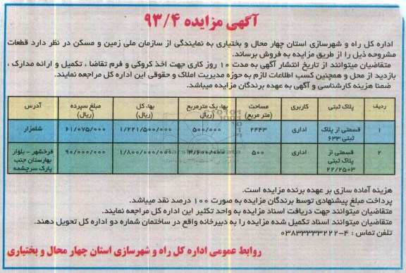 مزایده,فروش قطعات