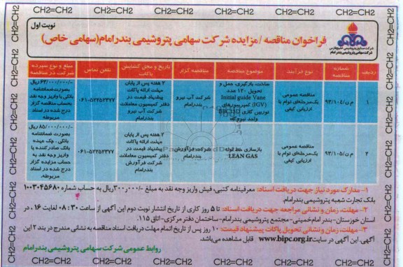 فراخوان مناقصه , مناقصه ساخت، بارگیری، حمل و تحویل 120 عدد INITIAL