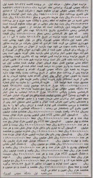 مزایده اموال منقول , مزایده کپسول آتش نشانی
