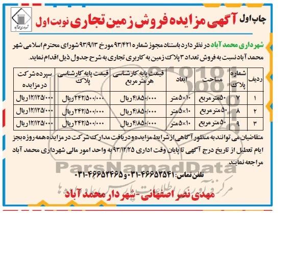 مزایده,سه پلاک زمین تجاری