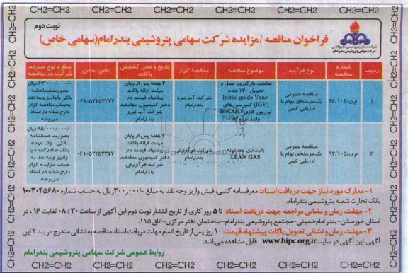 فراخوان مناقصه , مناقصه ساخت، بارگیری، حمل و تحویل 120 عدد INITIAL