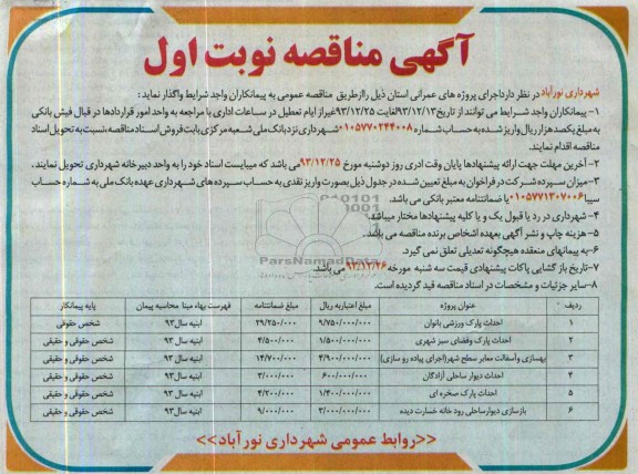 آگهی مناقصه , مناقصه اجرای پروژه های عمرانی استان