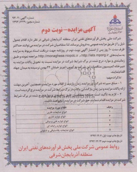 آگهی مزایده,مزایده انواع ضایعات فلزی