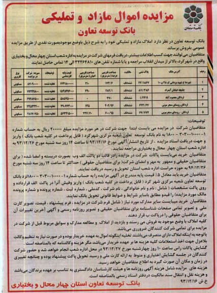 مزایده,املاک مازاد و تملیکی