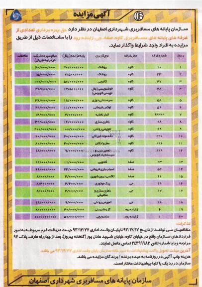 آگهی مزایده ,مزایده غرفه های پایانه های مسافربری