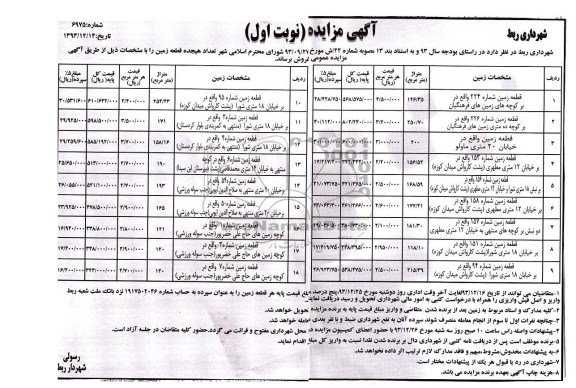 مزایده,هجده قطعه زمین