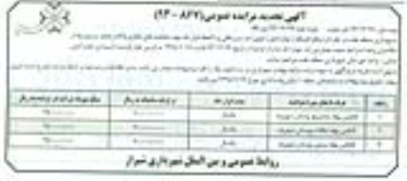 آگهی مزایده عمومی,تجدید مزایده کانکس بوفه ساندویچ