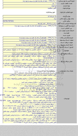 احداث مخزن زمینی ۵۰۰۰ متر مکعبی و محوطه سازی آن در شهرک صنعتی امید البرز