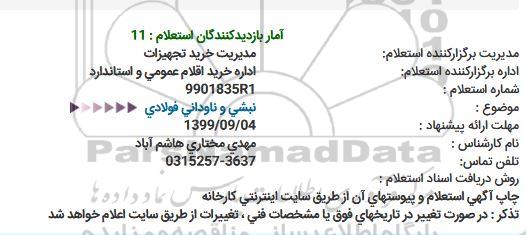 استعلام نبشی و ناودانی فولادی 