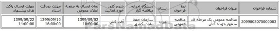 مناقصه عمومی یک مرحله ای سموم جونده کش