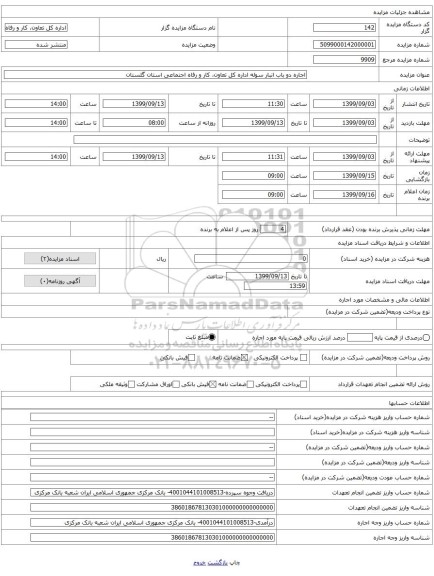 اجاره دو باب انبار سوله اداره کل تعاون، کار و رفاه اجتماعی استان گلستان