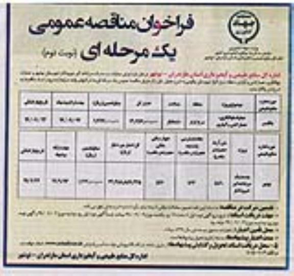 فراخوان مناقصه عمومی,  فراخوان مناقصه عملیات نهالکاری، حصارکشی و آبیاری - نوبت دوم