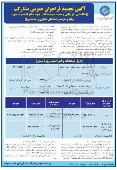 تجدید فراخوان مشارکت در حوزه تولید و عرضه واحدهای تجاری و خدماتی 