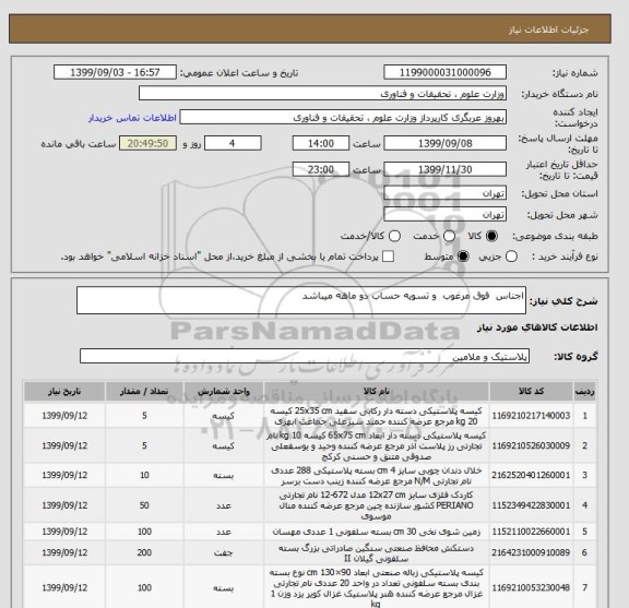استعلام اجناس  فوق مرغوب  و تسویه حساب دو ماهه میباشد