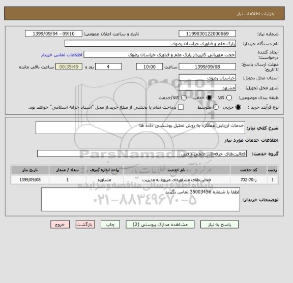 استعلام خدمات ارزیابی عملکرد به روش تحلیل پوششی داده ها