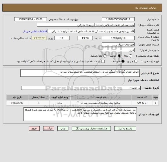 استعلام اجرای جدول گذاری و سنگفرش در روستای محسن آباد شهرستان سراب