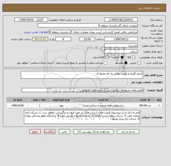 استعلام اندازه گیری و پایش عوامل زان آور محیط ک