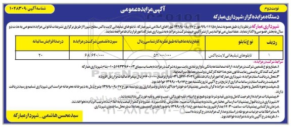 آگهی مزایده عمومی , مزایده تابلوهای تبلیغاتی لایت باکس