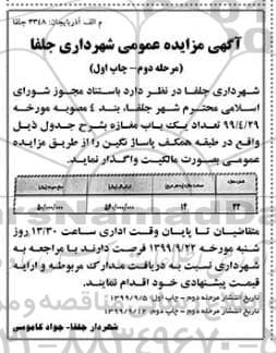 مزایده واگذاری تعداد یک باب مغازه