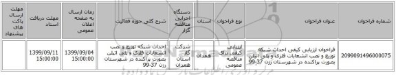 فراخوان ارزیابی کیفی احداث شبکه توزیع و نصب انشعابات فلزی و پلی اتیلن بصورت پراکنده در شهرستان رزن 37-99