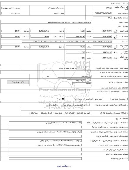 اجاره فضای تبلیغات محیطی سالن برگزاری مسابقات تکواندو