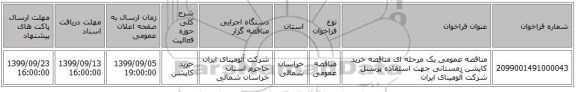 مناقصه عمومی یک مرحله ای مناقصه خرید کاپشن زمستانی جهت استفاده پرسنل شرکت آلومینای ایران