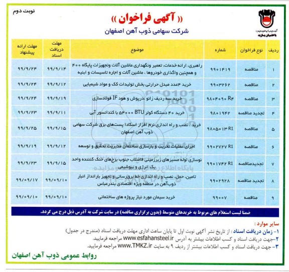 مناقصه ، مناقصه راهبری، ارائه خدمات، تعمیر و نگهداری ماشین آلات و تجهیزات پایگاه 400... نوبت دوم 