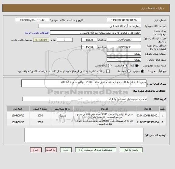 استعلام سی دی خام  با قابلیت چاپ پشت سی دی   2000   وکاور سی دی2000