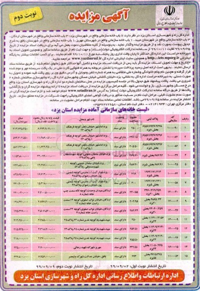 مزایده،مزایده فروش 7 باب خانه سازمانی نوبت دوم 