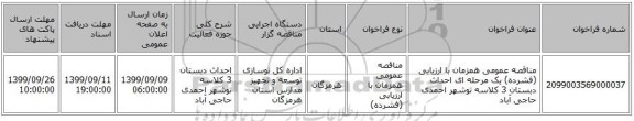 مناقصه عمومی همزمان با ارزیابی (فشرده) یک مرحله ای احداث دبستان 3 کلاسه توشهر احمدی حاجی آباد