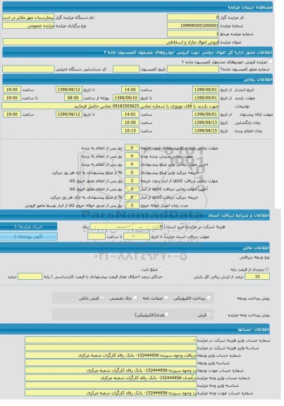 مزایده فروش اموال مازاد و اسقاطی 