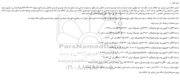 مزایده،مزایده فروش مرکب زرد 222s به تعداد 6 گالن 18 کیلویی و...