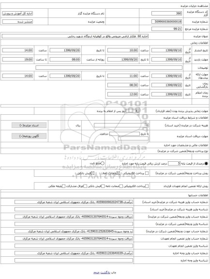 اجاره 60 هکتار اراضی مزروعی واقع در کوهپایه اردوگاه شهید رجایی
