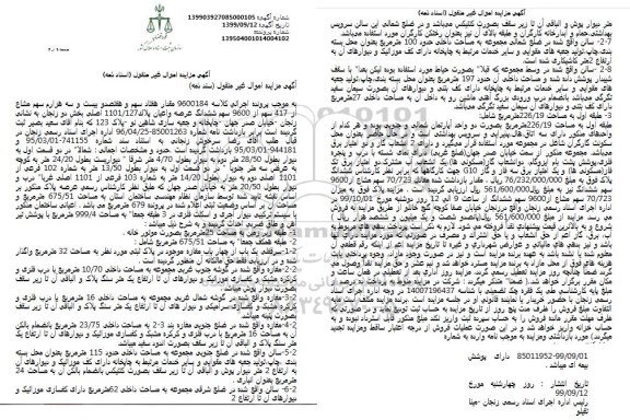مزایده ،مزایده سرقفلی یکباب از چهار باب مغازه